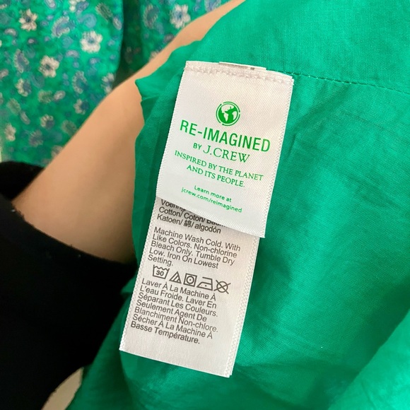 J CREW Printed Cotton Mini Shirtdress Dress Size 0 Green - Picture 7 of 8